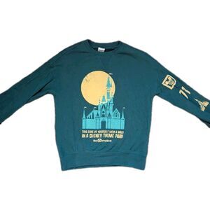 Disneyland Resort Sleeping Beauty Castle Green Pullover Sweatshirt Men's Small